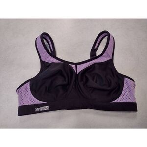 Glamorise size 36B High Impact Sports Bra Black Purple